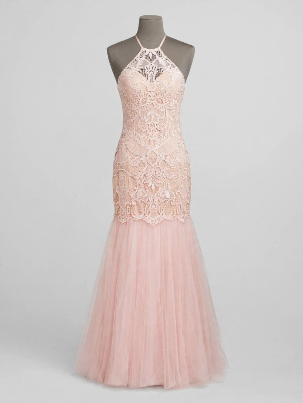 Jovani 2629 Blush Lace Halter Mermaid Gown Size 6 NWT